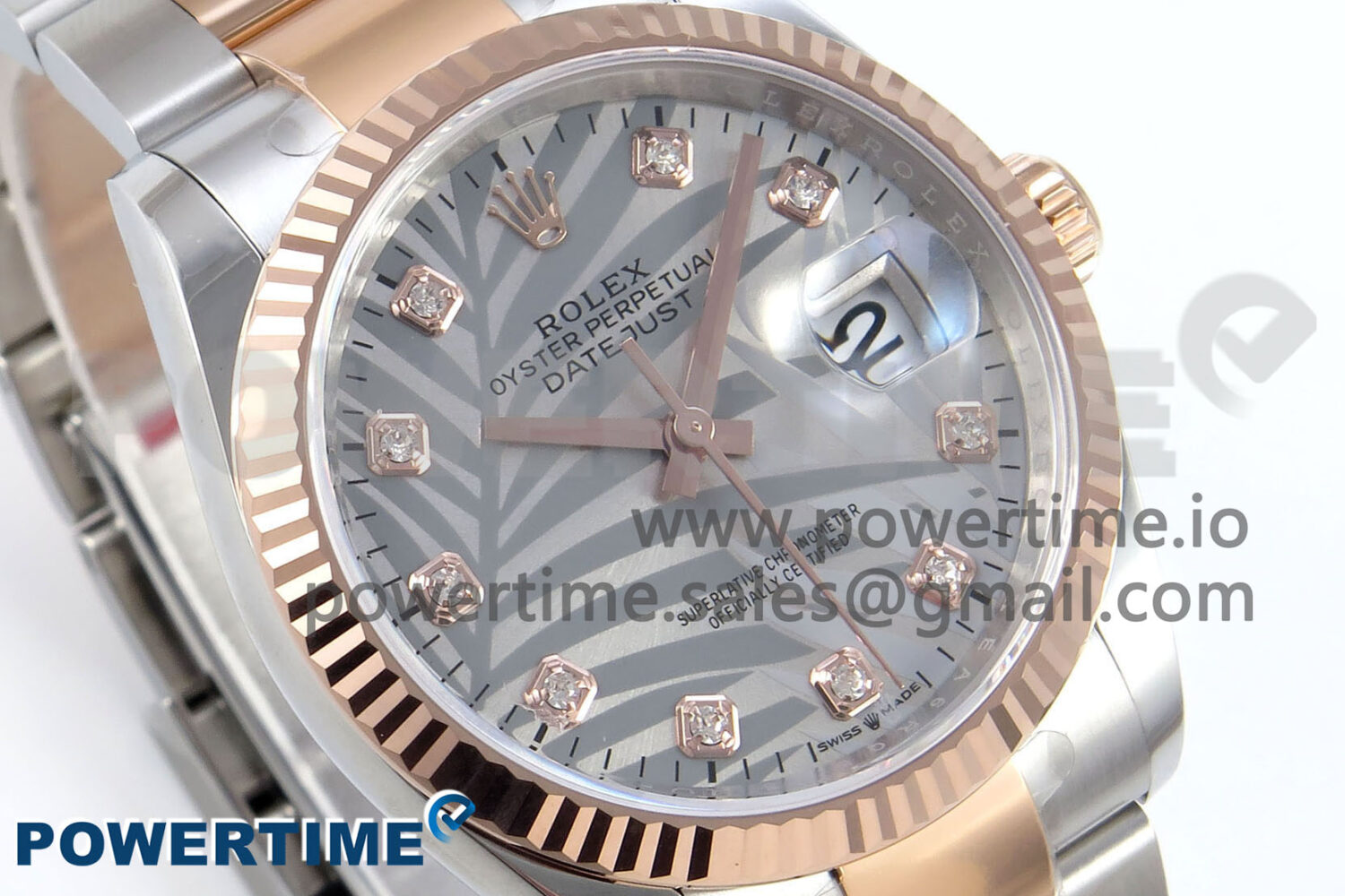 DateJust 36 126231 EWEF 1:1 Best Edition Silver Leaf Diamonds Dial on SS/RG Oyster Bracelet A3235 - Image 2