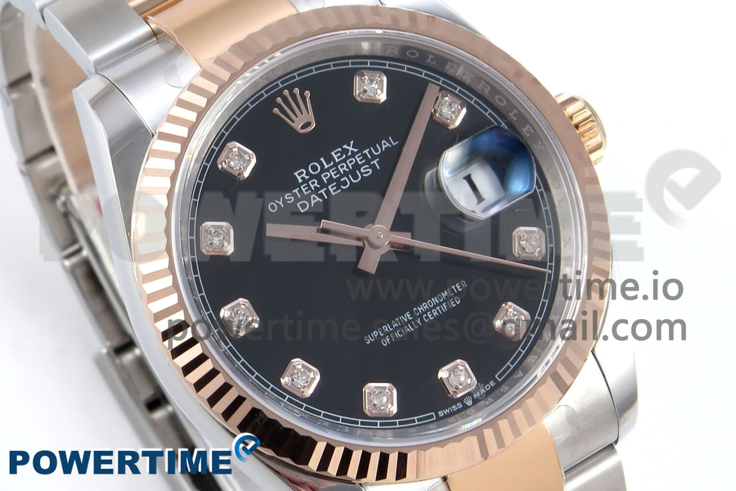 DateJust 36 126231 EWEF 1:1 Best Edition Black Diamonds Dial on SS/RG Oyster Bracelet A3235 - Image 2
