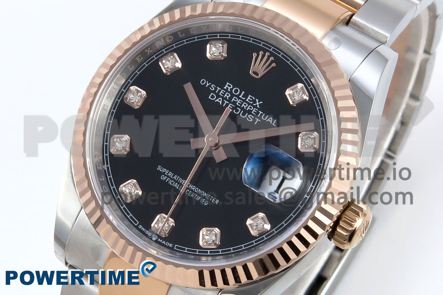 DateJust 36 126231 EWEF 1:1 Best Edition Black Diamonds Dial on SS/RG Oyster Bracelet A3235 - Image 3