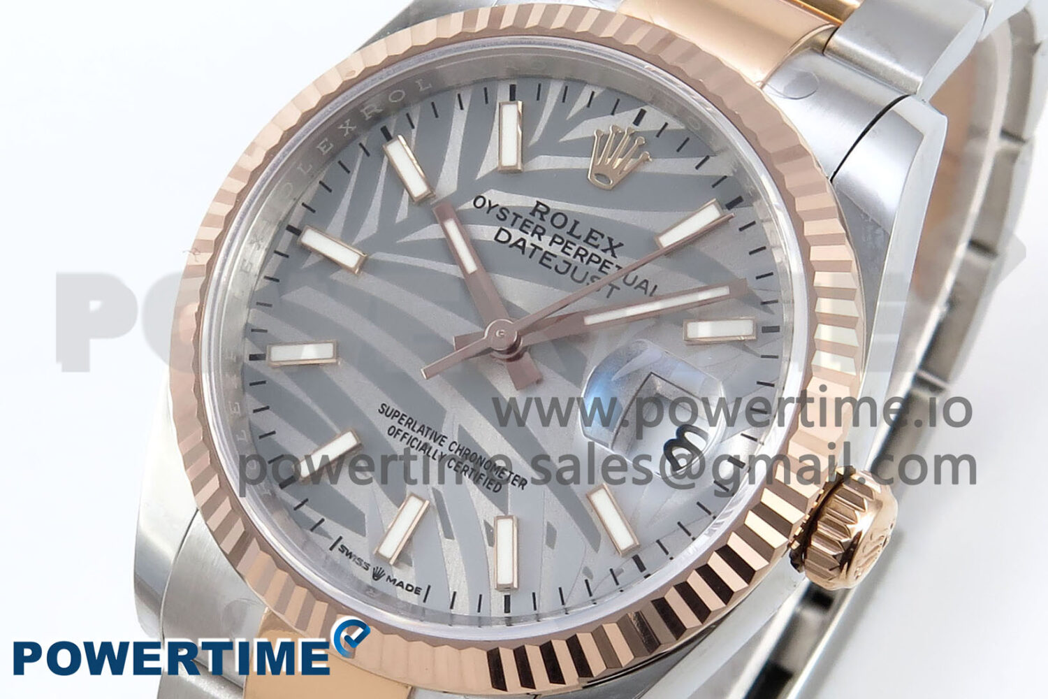 DateJust 36 126231 EWEF 1:1 Best Edition Silver Leaf Stick Dial on SS/RG Oyster Bracelet A3235 - Image 3