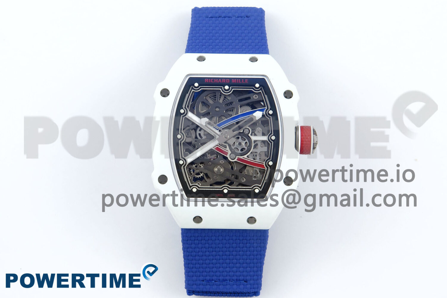 Custom Made RM67-02 White NTPT France Dial on Blue Nylon strap CRMA7 Clone - Image 1