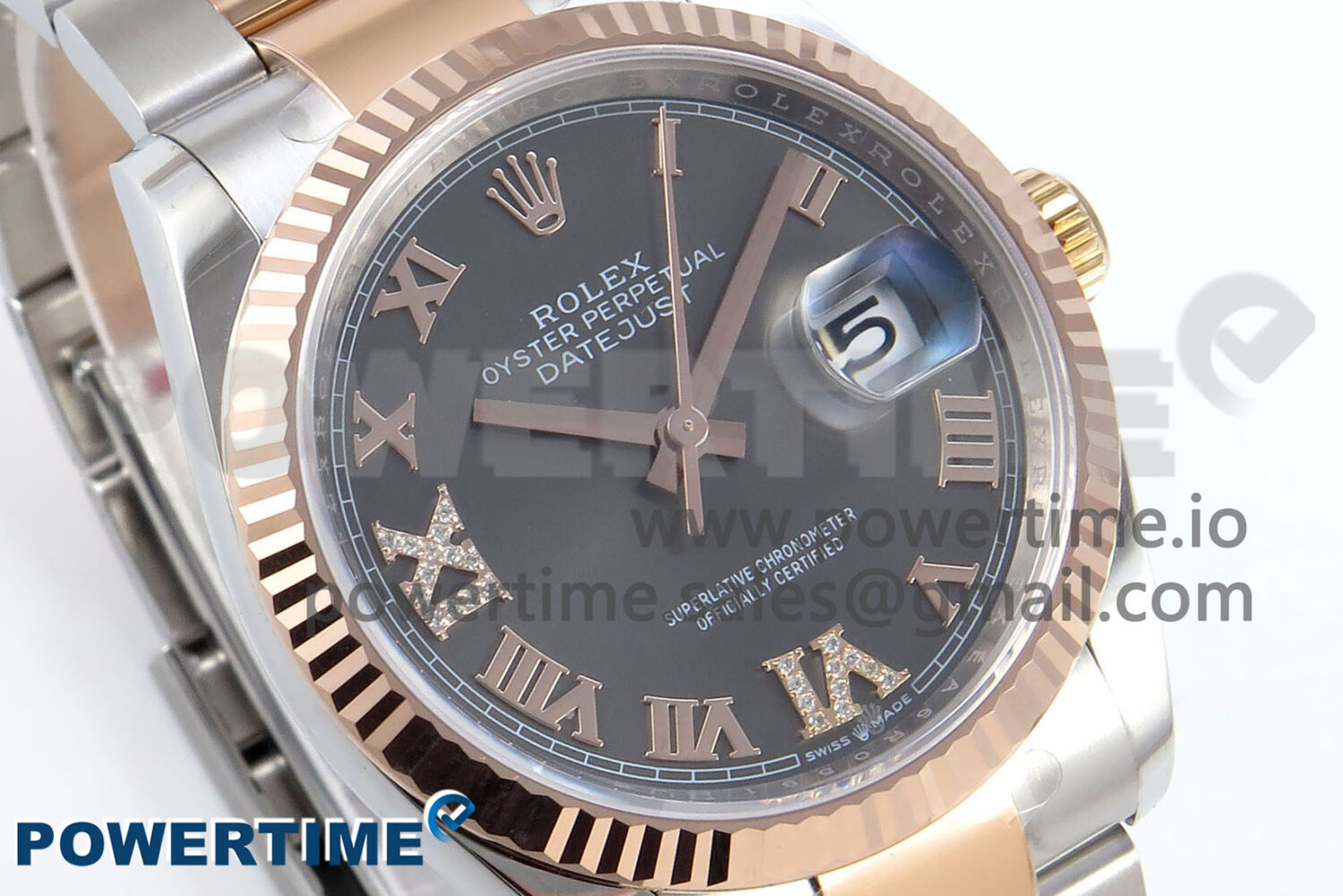 DateJust 36 126231 EWEF 1:1 Best Edition Gray Roman Diamonds Dial on SS/RG Oyster Bracelet A3235 - Image 2