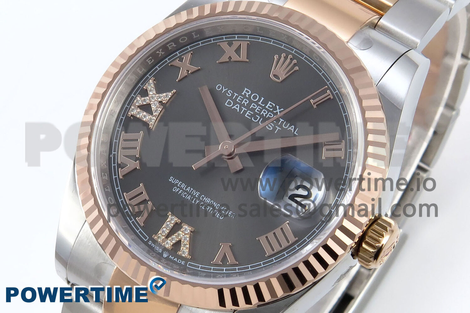 DateJust 36 126231 EWEF 1:1 Best Edition Gray Roman Diamonds Dial on SS/RG Oyster Bracelet A3235 - Image 3