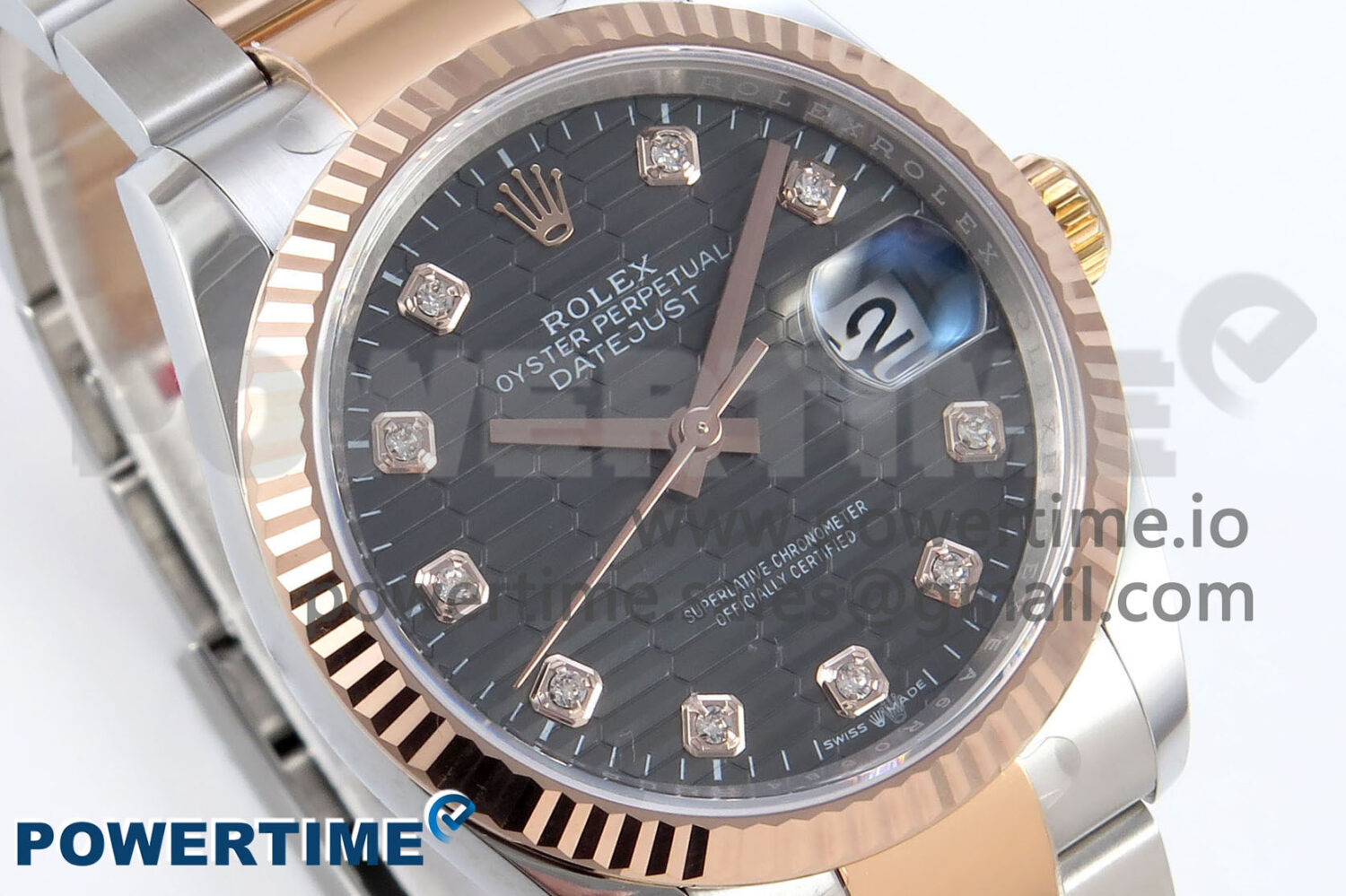 DateJust 36 126231 EWEF 1:1 Best Edition Gray Textured Diamonds Dial on SS/RG Oyster Bracelet A3235 - Image 2
