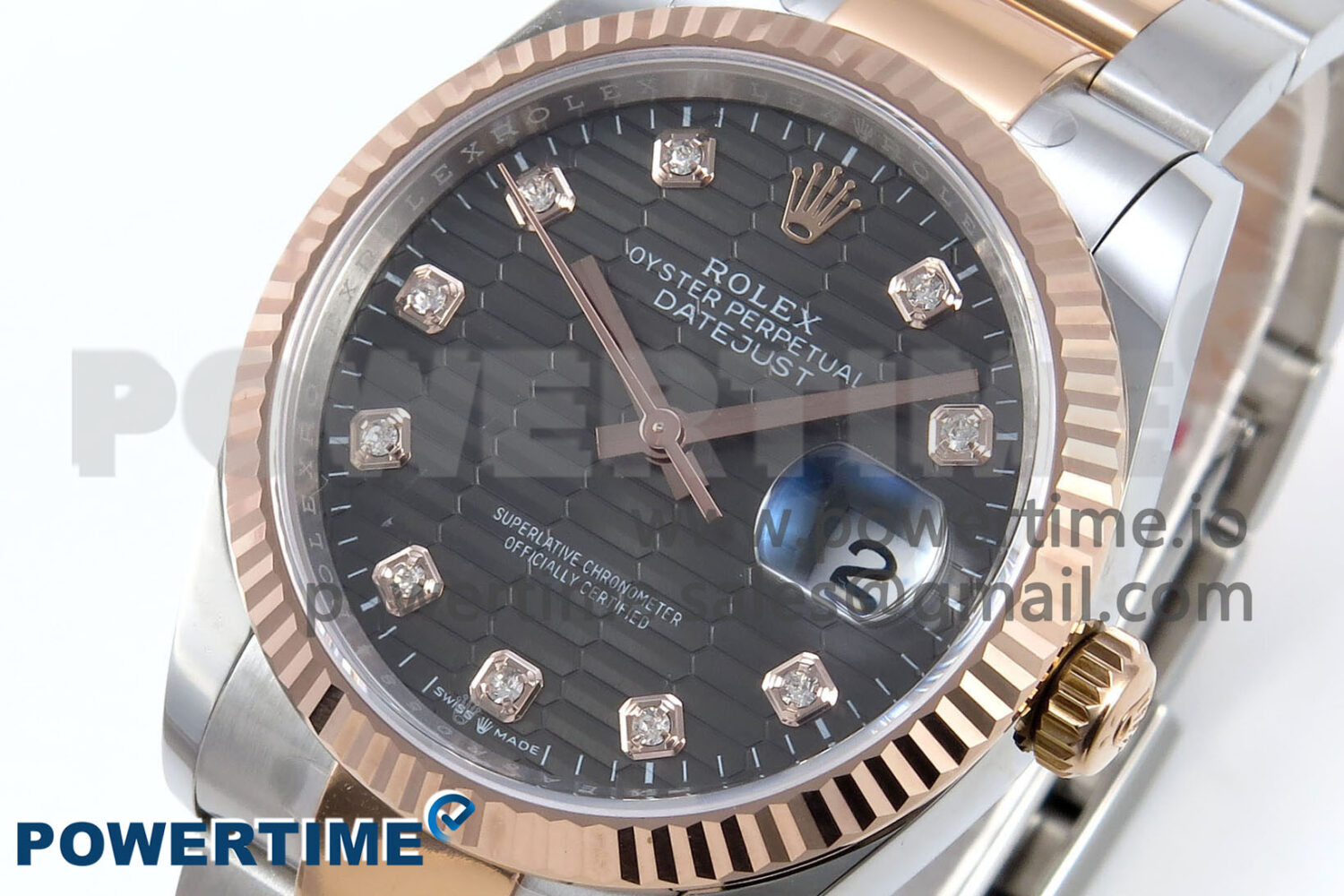 DateJust 36 126231 EWEF 1:1 Best Edition Gray Textured Diamonds Dial on SS/RG Oyster Bracelet A3235 - Image 3
