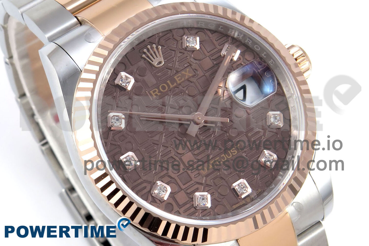 DateJust 36 126231 EWEF 1:1 Best Edition Brown Pattern Diamonds Dial on SS/RG Oyster Bracelet A3235 - Image 2