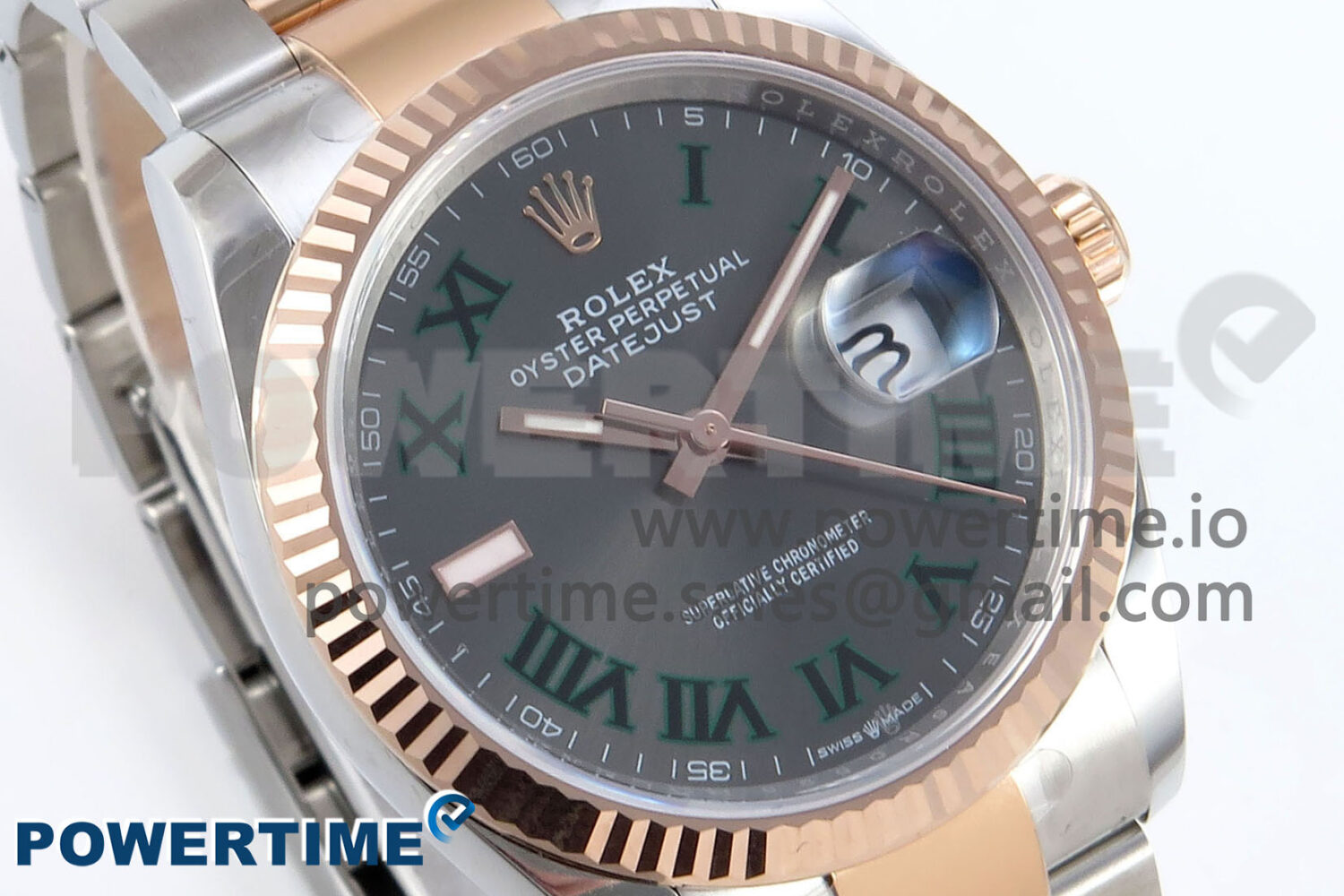 DateJust 36 126231 EWEF 1:1 Best Edition Gray Dial Green Roman Marker on SS/RG Oyster Bracelet A3235 - Image 2