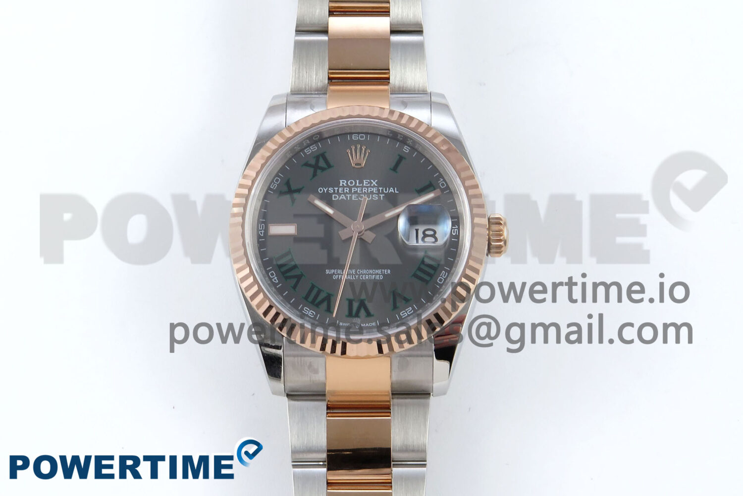 DateJust 36 126231 EWEF 1:1 Best Edition Gray Dial Green Roman Marker on SS/RG Oyster Bracelet A3235 - Image 1