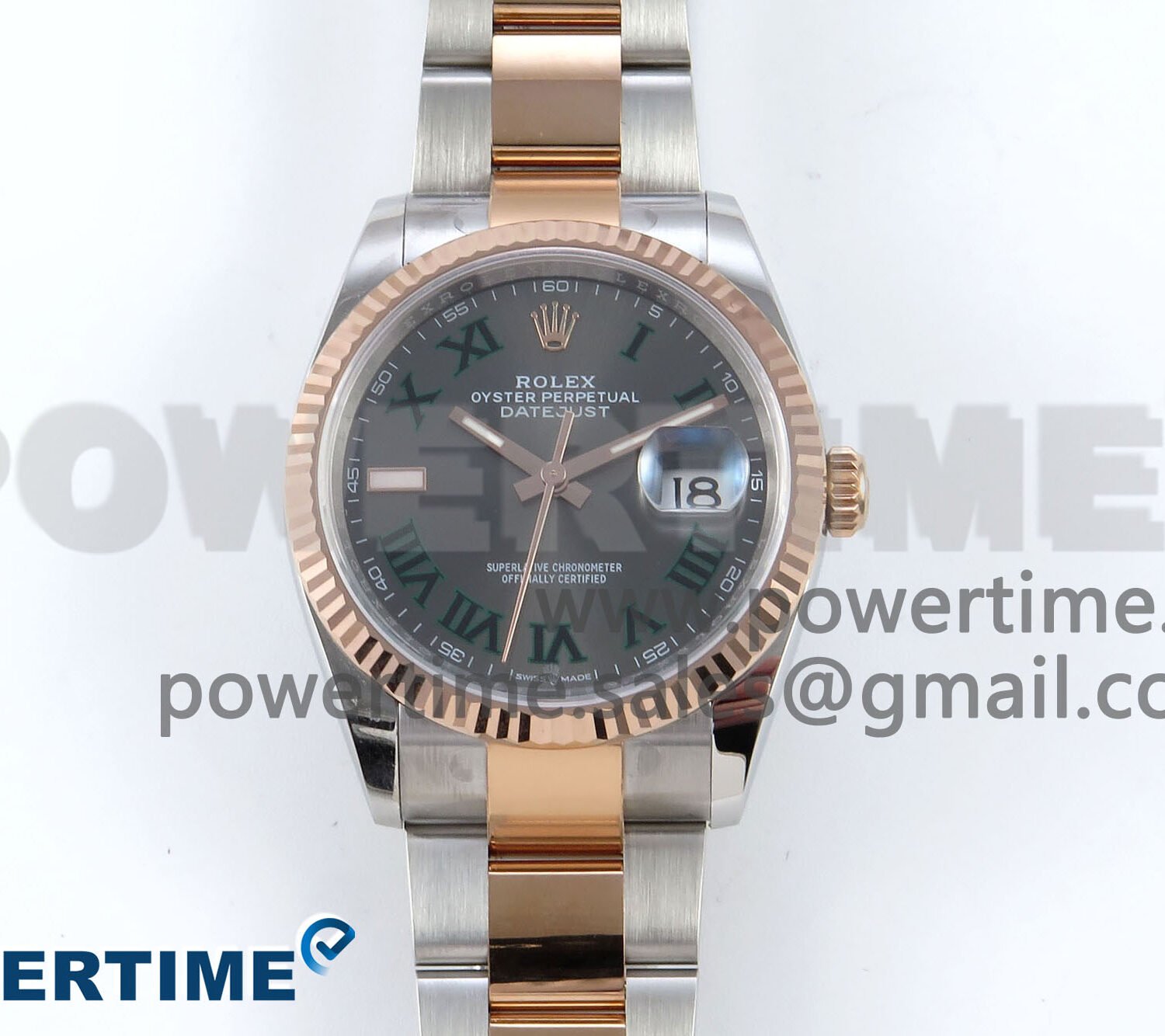DateJust 36 126231 EWEF 1:1 Best Edition Gray Dial Green Roman Marker on SS/RG Oyster Bracelet A3235