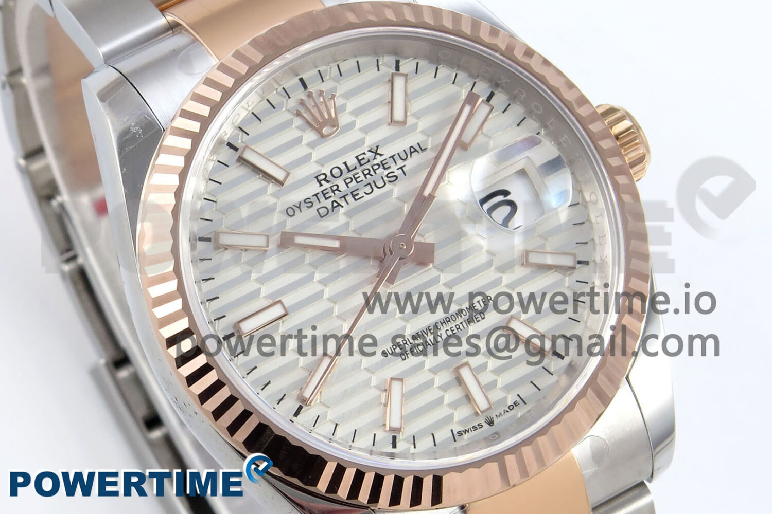 DateJust 36 126231 EWEF 1:1 Best Edition White Textured Stick on SS/RG Oyster Bracelet A3235 - Image 2