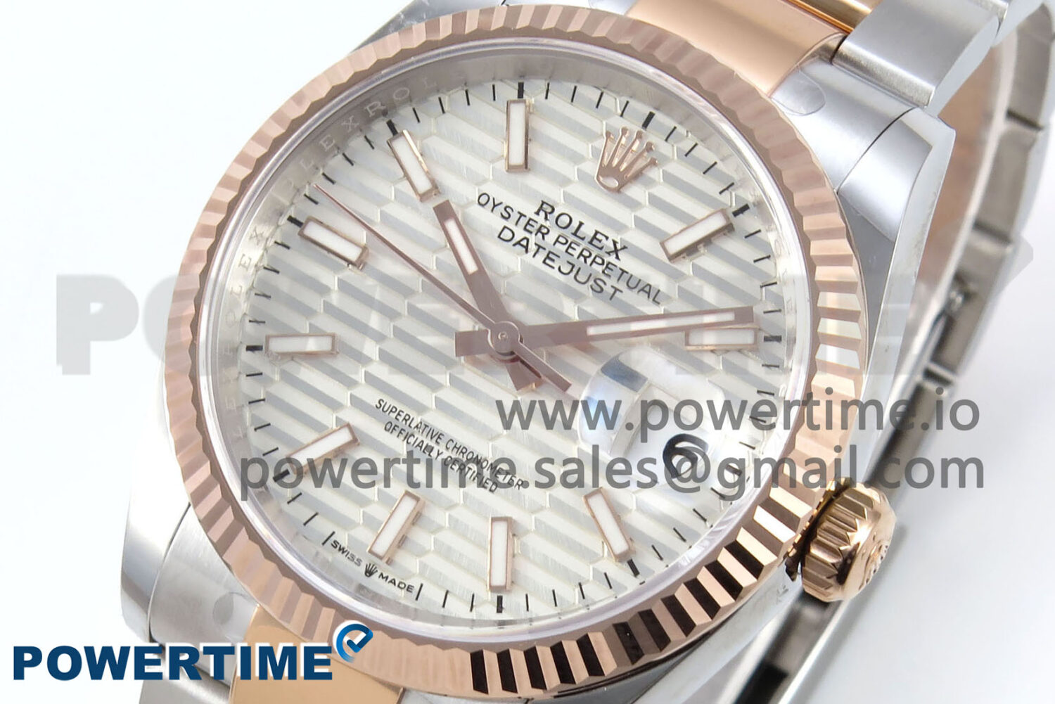 DateJust 36 126231 EWEF 1:1 Best Edition White Textured Stick on SS/RG Oyster Bracelet A3235 - Image 3