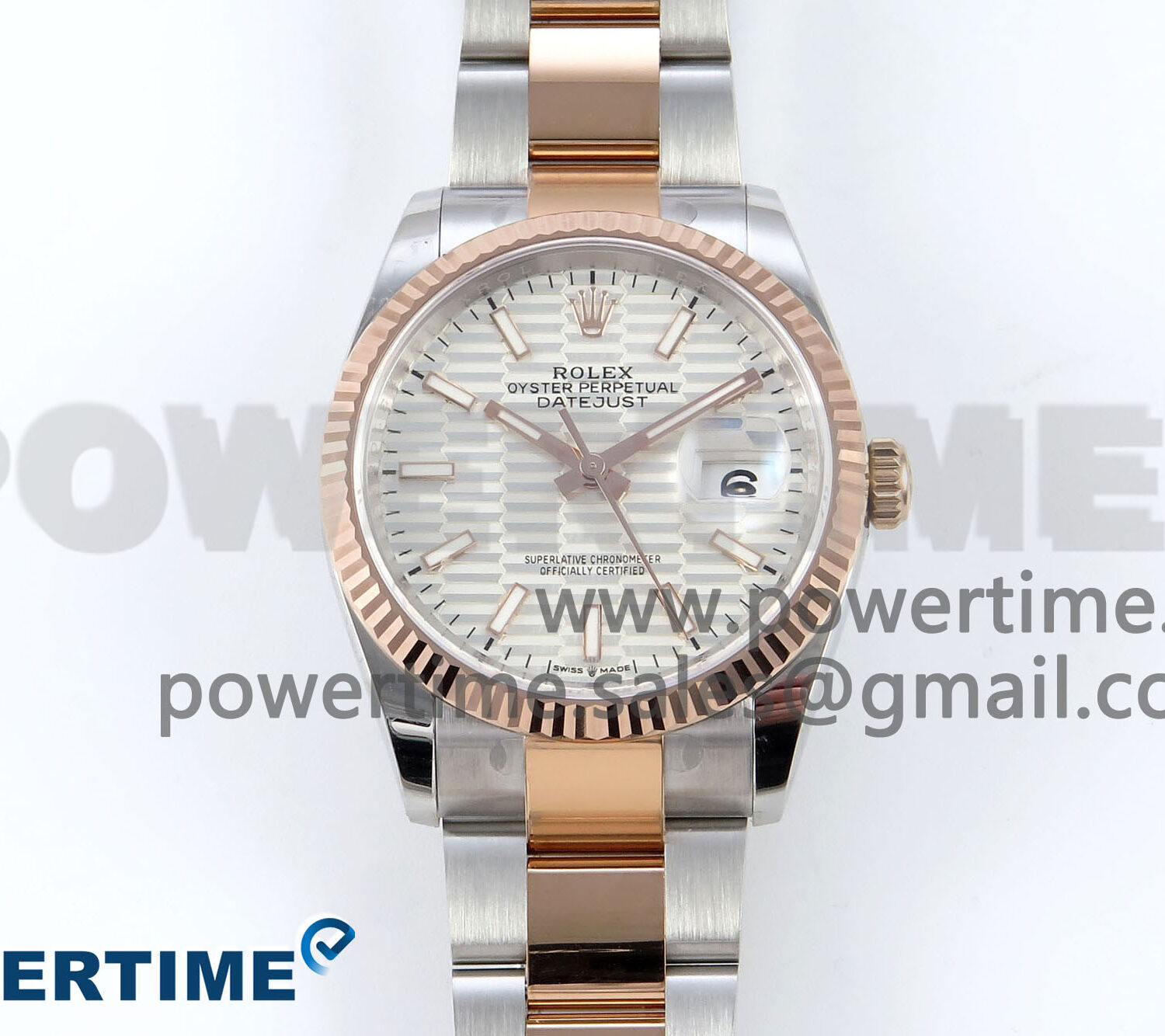 DateJust 36 126231 EWEF 1:1 Best Edition White Textured Stick on SS/RG Oyster Bracelet A3235