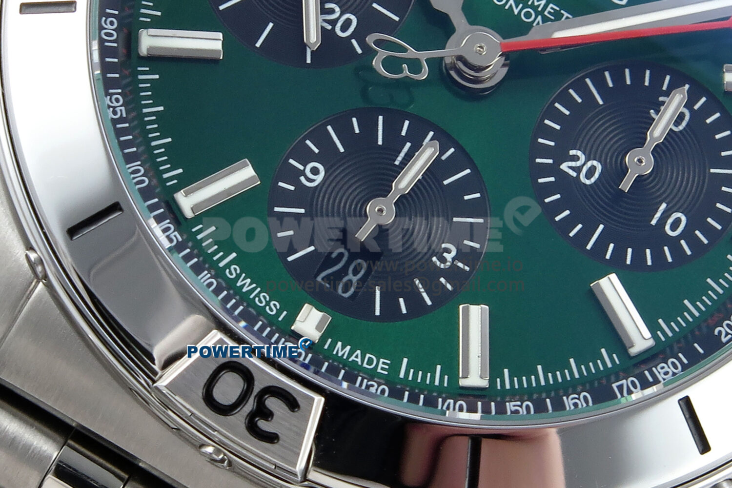 Chronomat B01 42mm SS TF 1:1 Best Edition Green/Black Dial on SS Bracelet A7750 V2 - Image 5