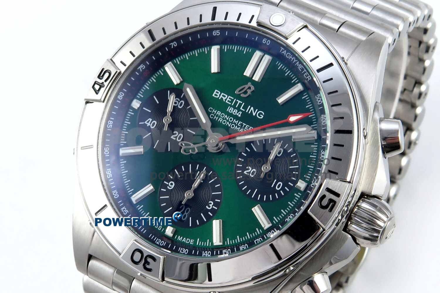 Chronomat B01 42mm SS TF 1:1 Best Edition Green/Black Dial on SS Bracelet A7750 V2 - Image 3