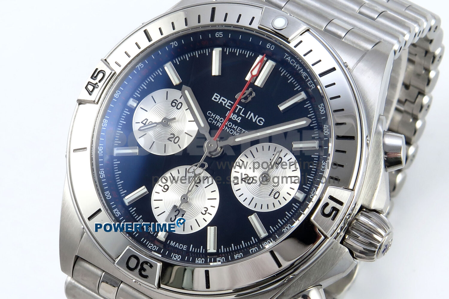 Chronomat B01 42mm SS TF 1:1 Best Edition Black/Silver Dial on SS Bracelet A7750 V2 - Image 3