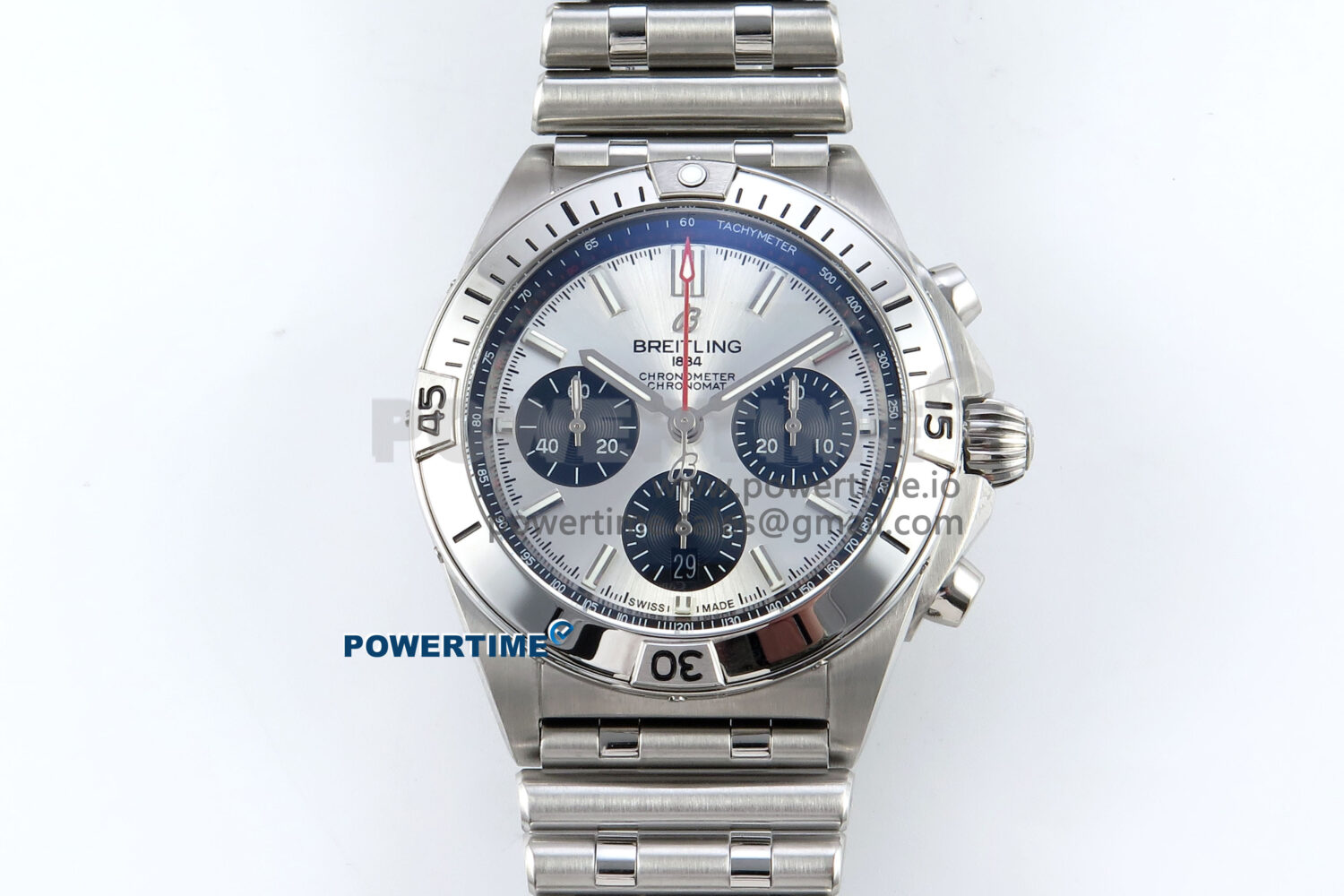 Chronomat B01 42mm SS TF 1:1 Best Edition Silver/Black Dial on SS Bracelet A7750 V2 - Image 1