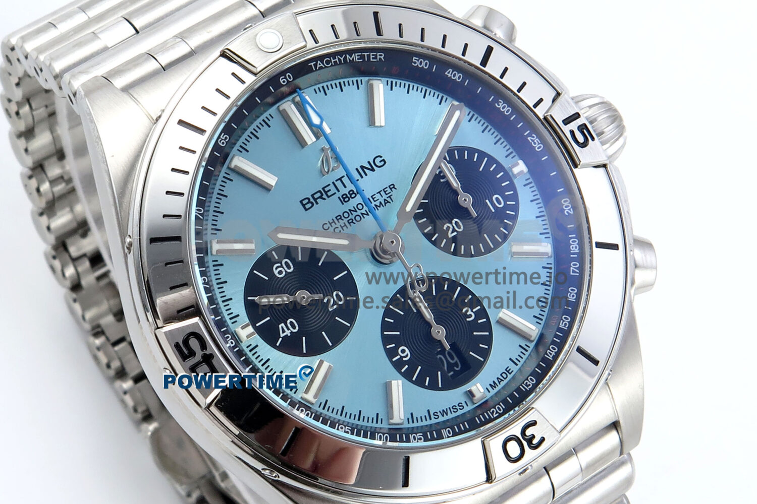 Chronomat B01 42mm SS TF 1:1 Best Edition Blue/Black Dial on SS Bracelet A7750 V2 - Image 2