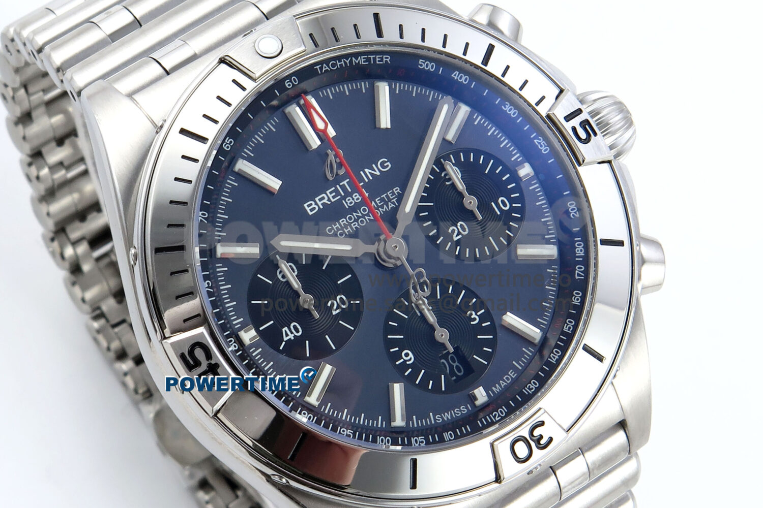 Chronomat B01 42mm SS TF 1:1 Best Edition Blue Dial on SS Bracelet A7750 V2 - Image 2