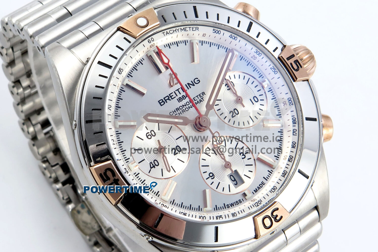 Chronomat B01 44mm SS/RG TF 1:1 Best Edition Silver Dial on SS Bracelet A7750 - Image 2