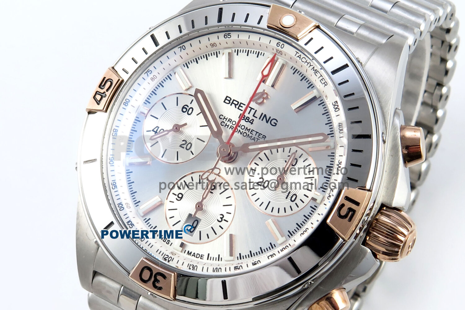 Chronomat B01 44mm SS/RG TF 1:1 Best Edition Silver Dial on SS Bracelet A7750 - Image 3
