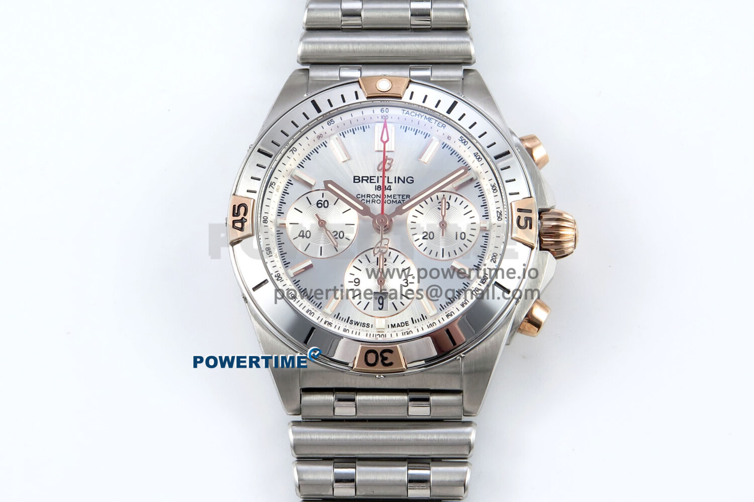 Chronomat B01 44mm SS/RG TF 1:1 Best Edition Silver Dial on SS Bracelet A7750 - Image 1