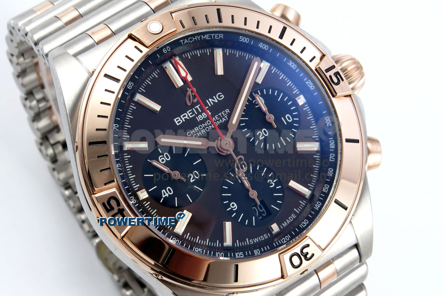 Chronomat B01 44mm SS/RG TF 1:1 Best Edition Brown Dial RG Bezel on SS/RG Bracelet A7750 - Image 2