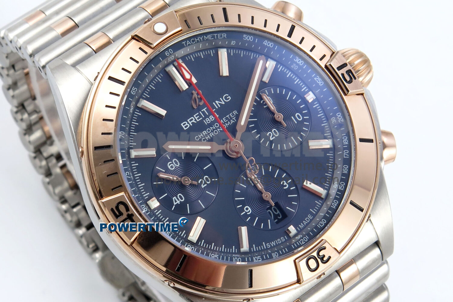Chronomat B01 44mm SS/RG TF 1:1 Best Edition Blue Dial RG Bezel on SS/RG Bracelet A7750 - Image 2