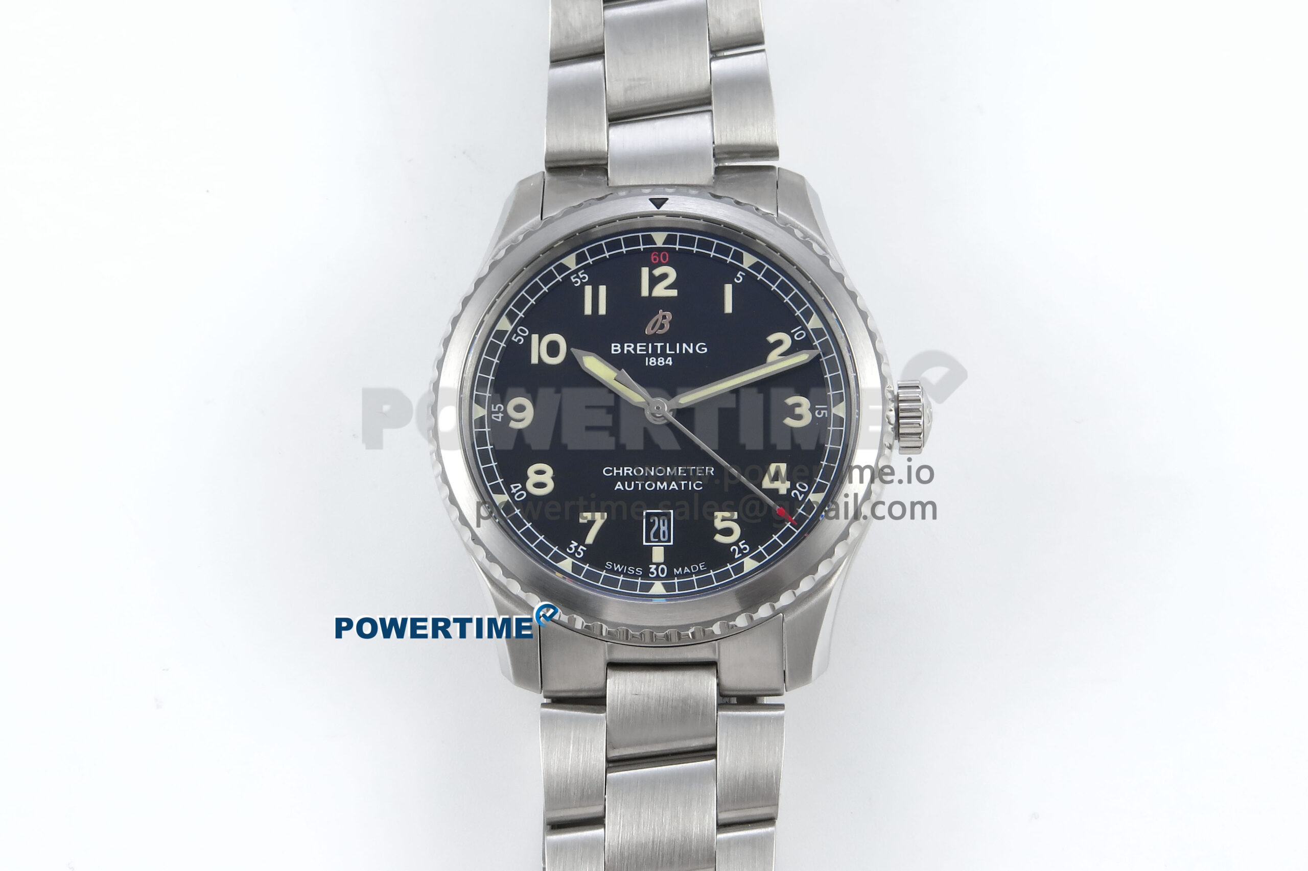 IMG_0610 Navitimer Aviator 8 SS TF 1:1 Best Edition Black Dial on SS Bracelet A2824 - Image 1