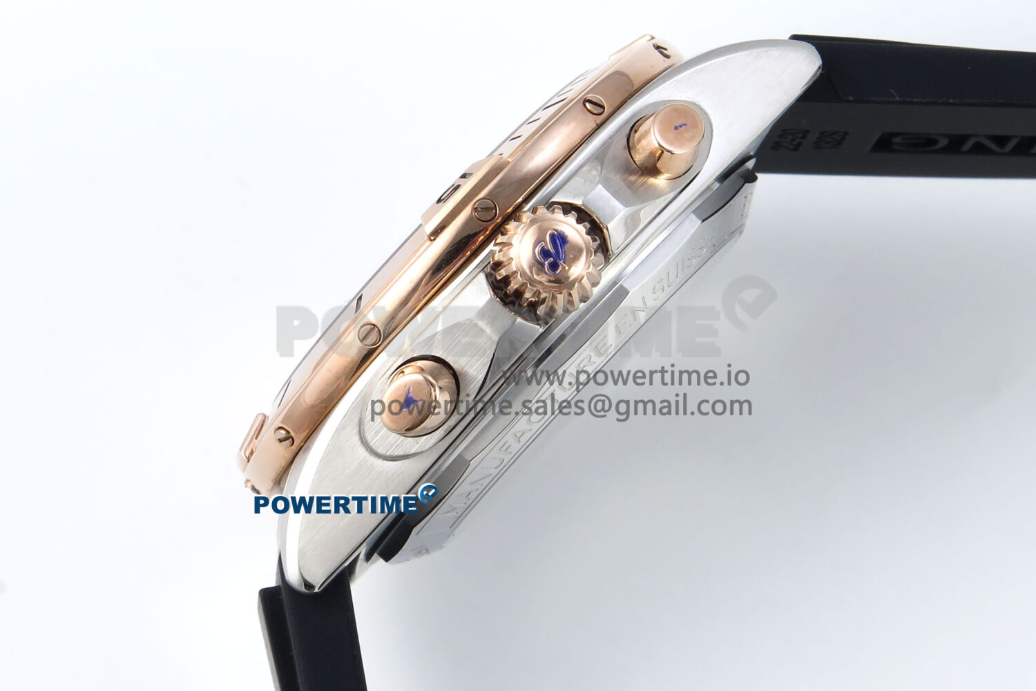 Chronomat B01 42mm SS/RG TF 1:1 Best Edition Blue Dial on Black Rubber Strap A7750 V2 - Image 7