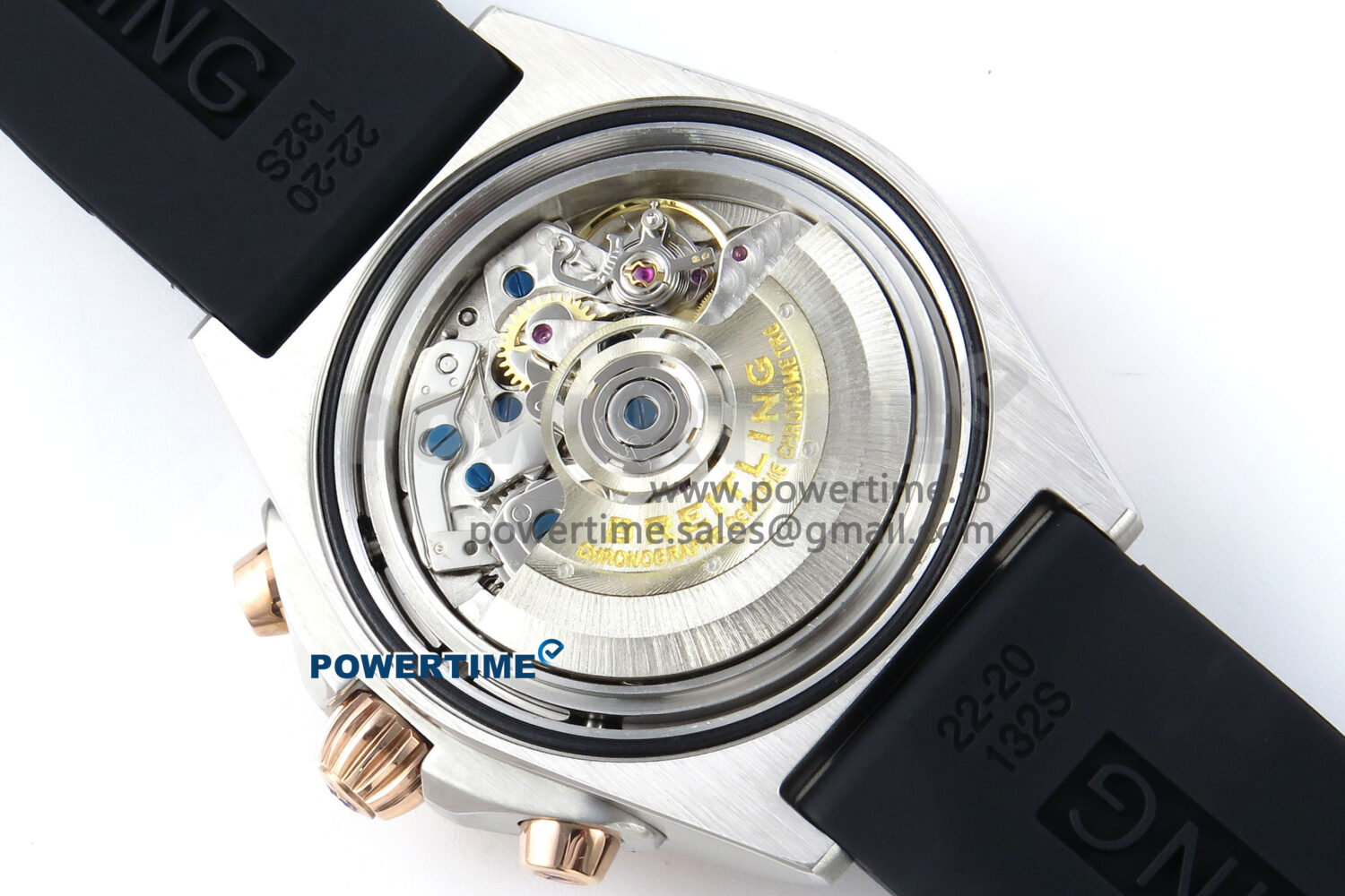 Chronomat B01 42mm SS/RG TF 1:1 Best Edition Blue Dial on Black Rubber Strap A7750 V2 - Image 10