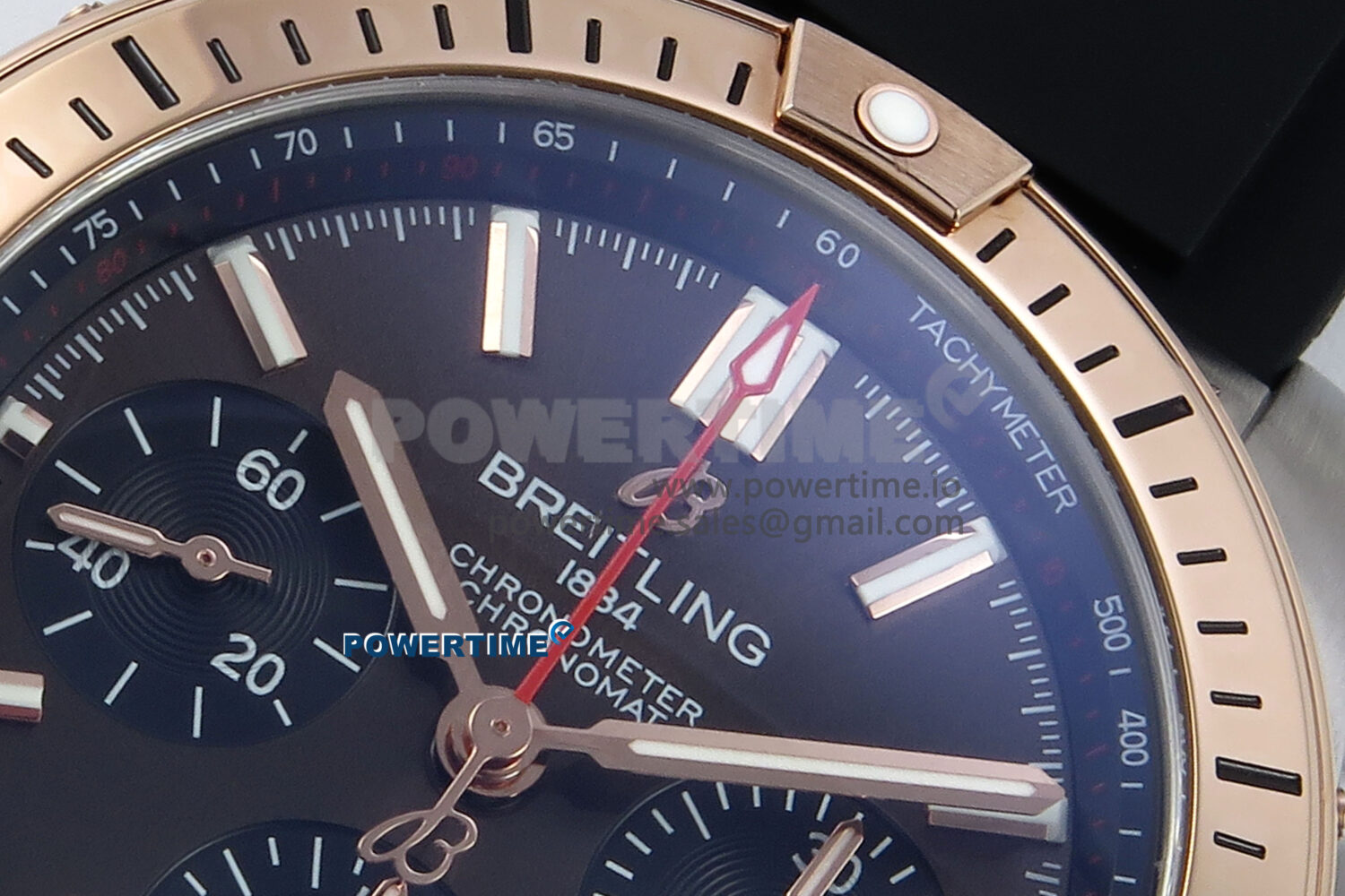 Chronomat B01 42mm SS/RG TF 1:1 Best Edition Brown Dial on Black Rubber Strap A7750 V2 - Image 4