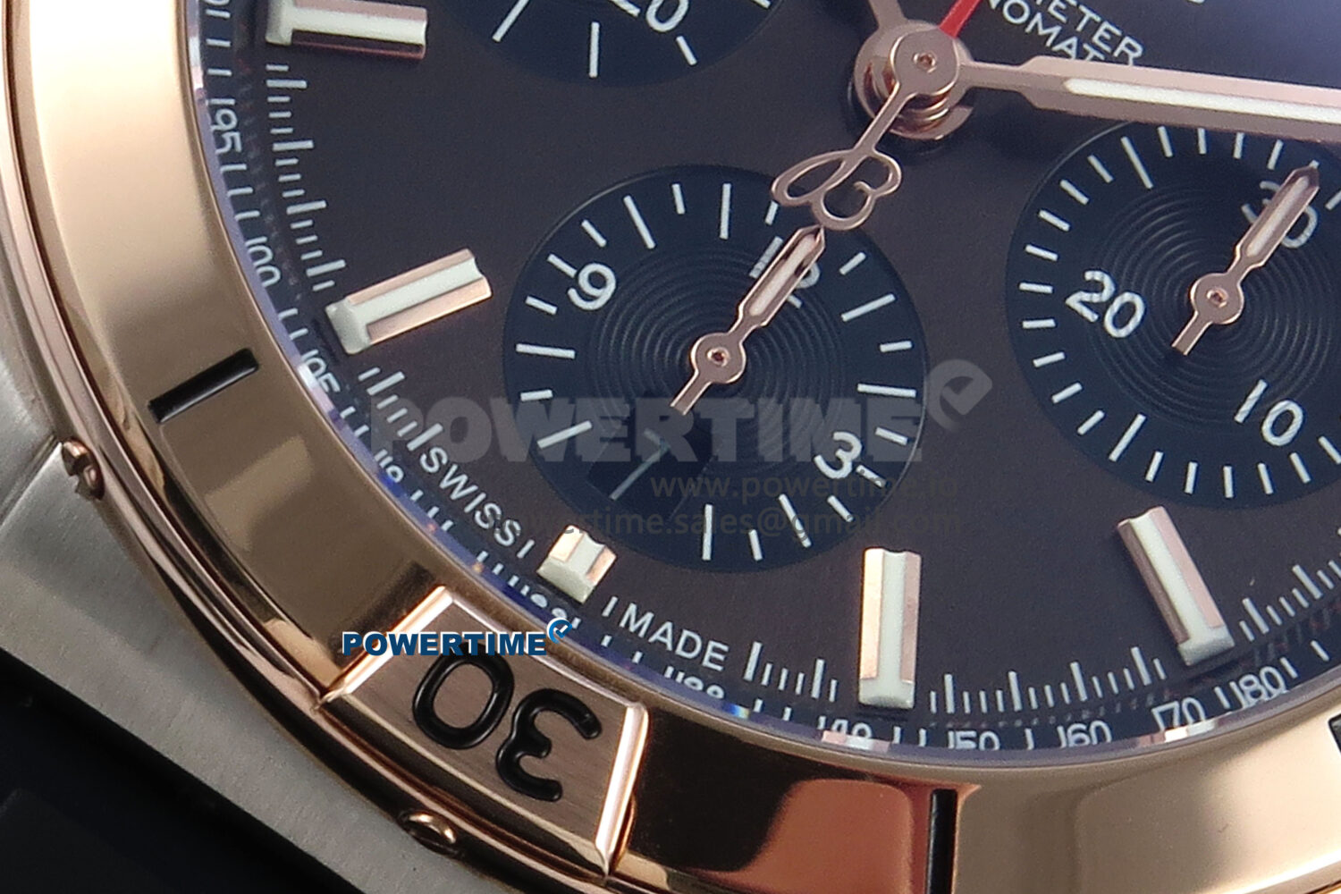 Chronomat B01 42mm SS/RG TF 1:1 Best Edition Brown Dial on Black Rubber Strap A7750 V2 - Image 5