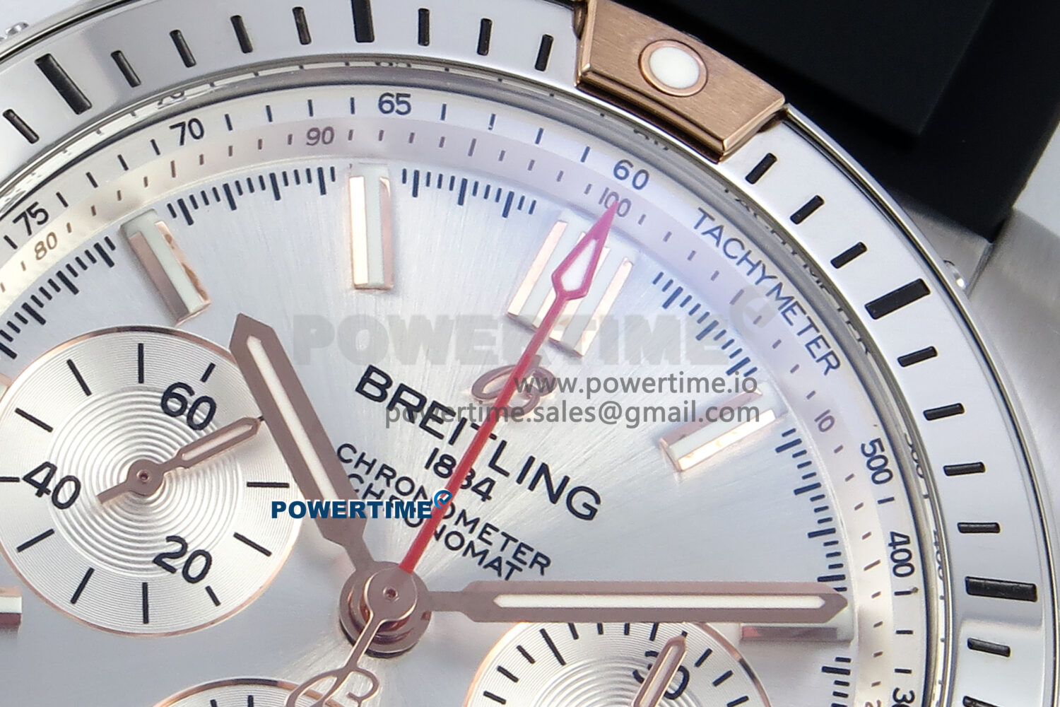Chronomat B01 42mm SS TF 1:1 Best Edition Silver Dial on Black Rubber Strap A7750 V2 - Image 4