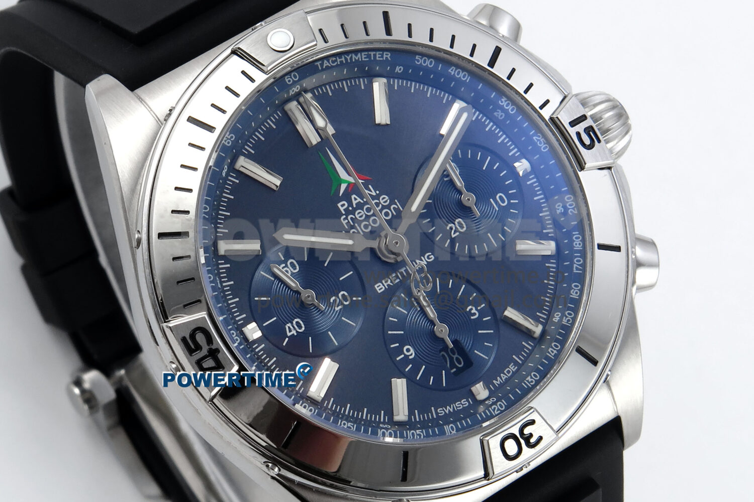 Chronomat B01 42mm SS TF 1:1 Best Edition Blue Dial on Black Rubber Strap A7750 V2 - Image 2