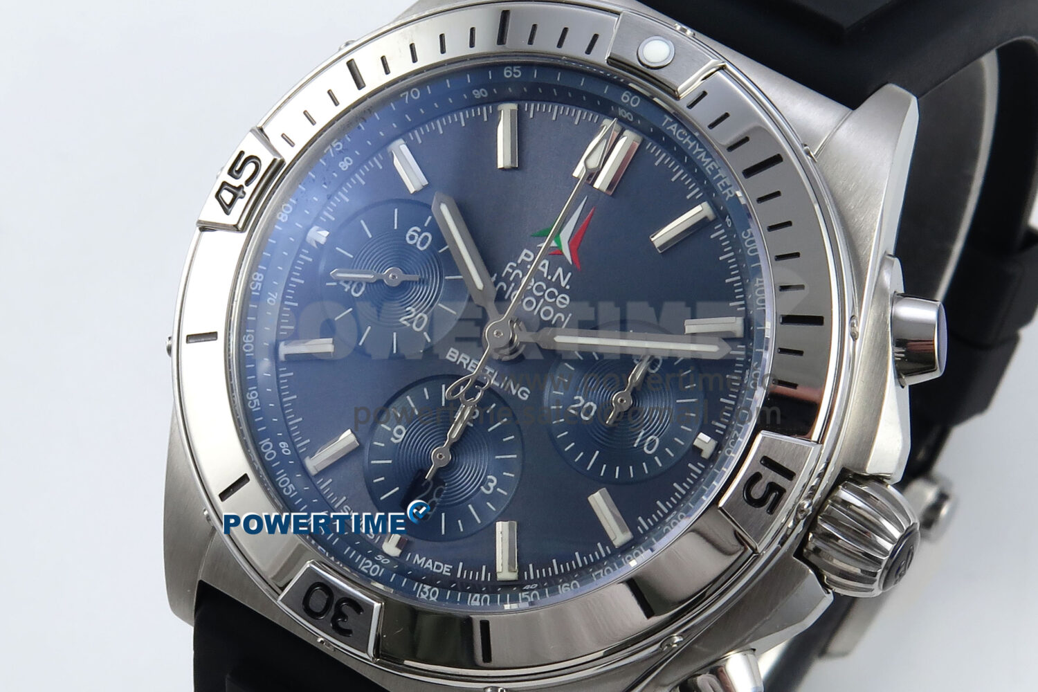 Chronomat B01 42mm SS TF 1:1 Best Edition Blue Dial on Black Rubber Strap A7750 V2 - Image 3