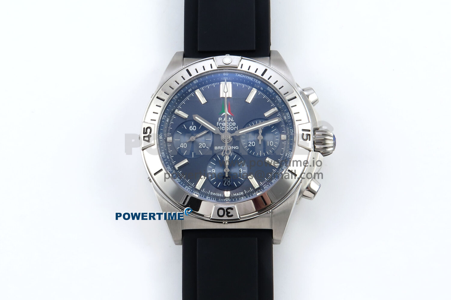 Chronomat B01 42mm SS TF 1:1 Best Edition Blue Dial on Black Rubber Strap A7750 V2 - Image 1