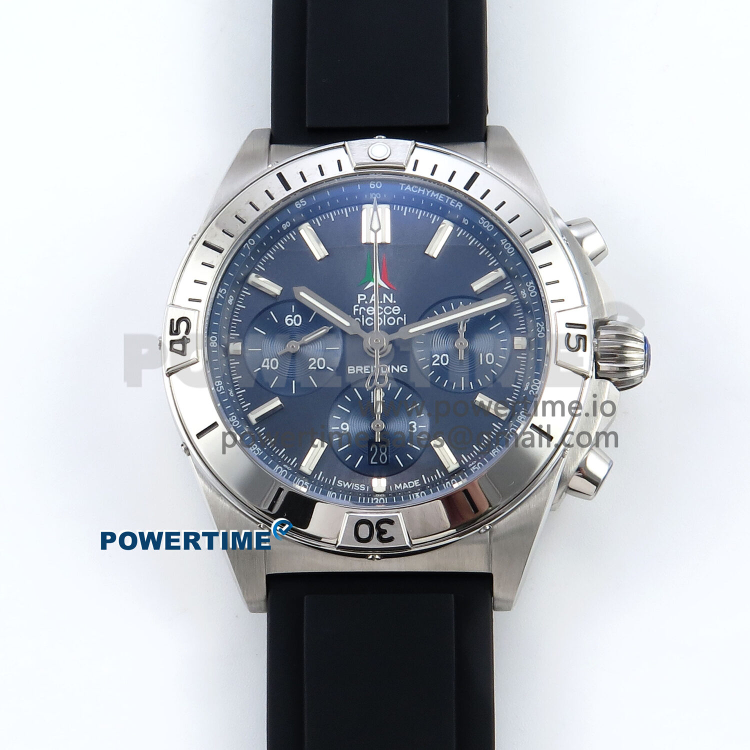 Chronomat B01 42mm SS TF 1:1 Best Edition Blue Dial on Black Rubber Strap A7750 V2