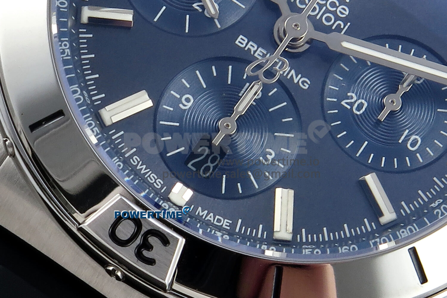 Chronomat B01 42mm SS TF 1:1 Best Edition Blue Dial on Black Rubber Strap A7750 V2 - Image 5