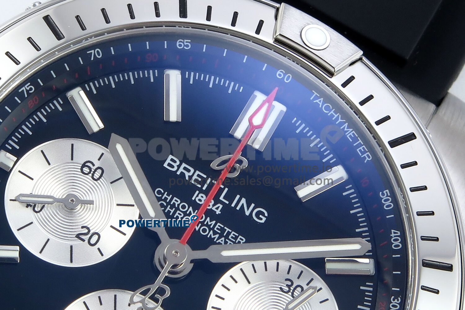 Chronomat B01 42mm SS TF 1:1 Best Edition Black/Silver Dial on Black Rubber Strap A7750 V2 - Image 4