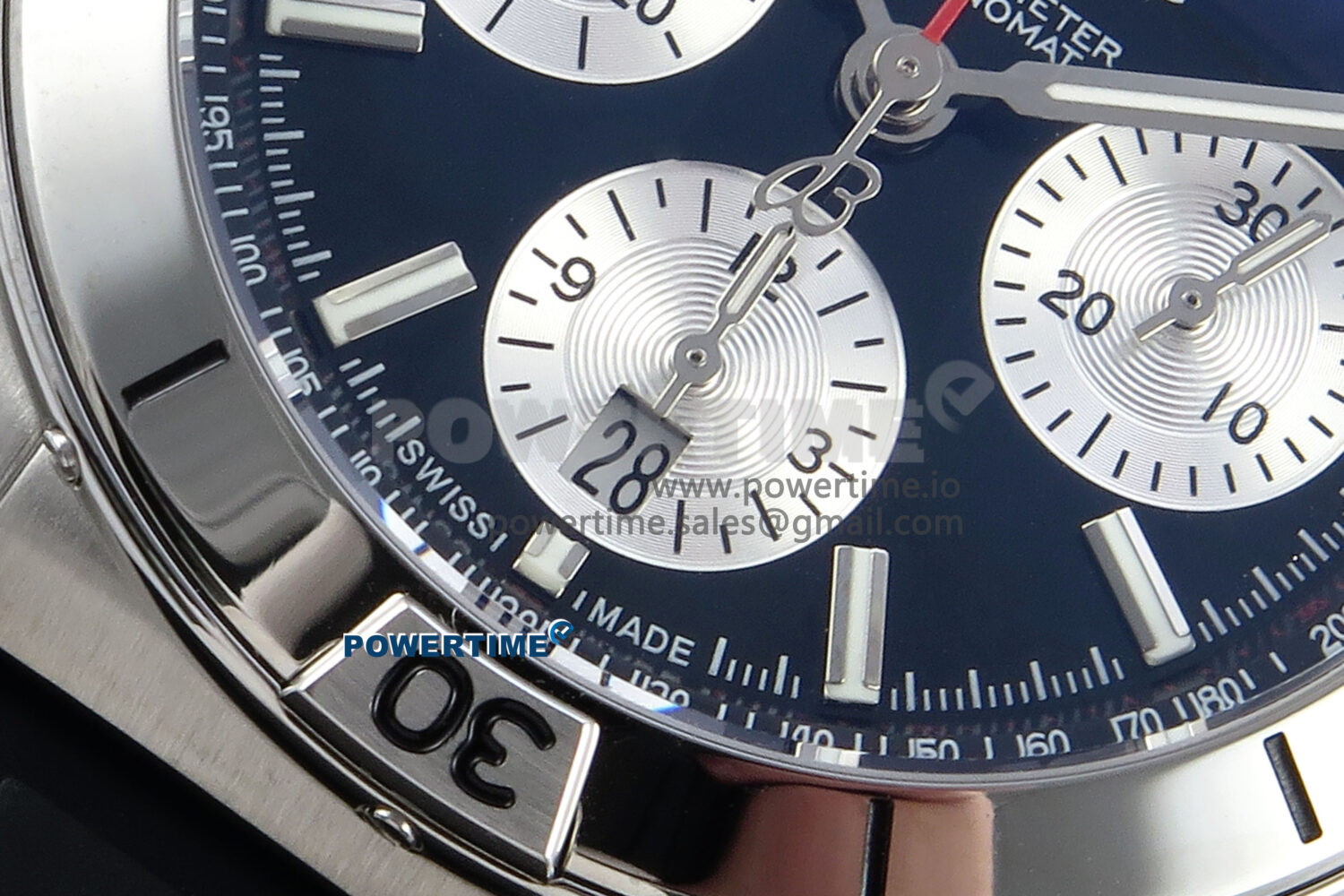 Chronomat B01 42mm SS TF 1:1 Best Edition Black/Silver Dial on Black Rubber Strap A7750 V2 - Image 5