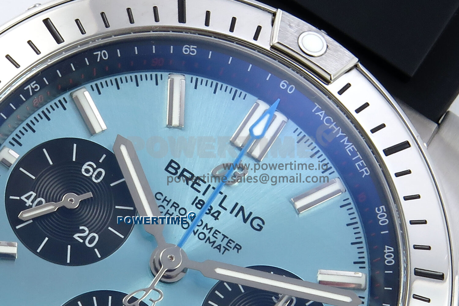 Chronomat B01 42mm SS TF 1:1 Best Edition Ice Blue Dial on Black Rubber Strap A7750 V2 - Image 4