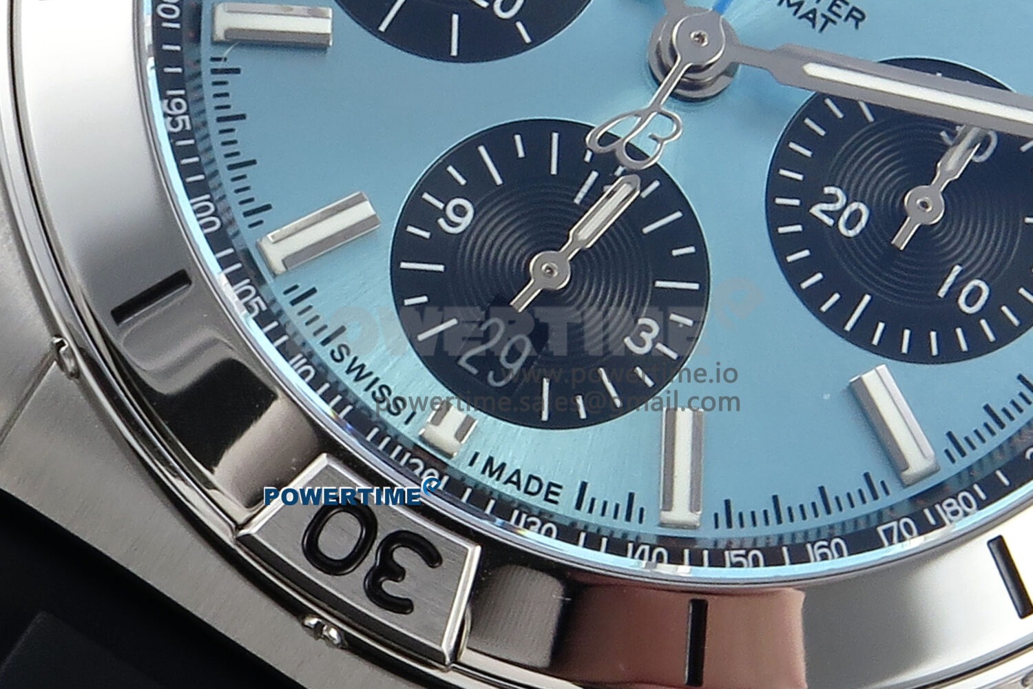 Chronomat B01 42mm SS TF 1:1 Best Edition Ice Blue Dial on Black Rubber Strap A7750 V2 - Image 5