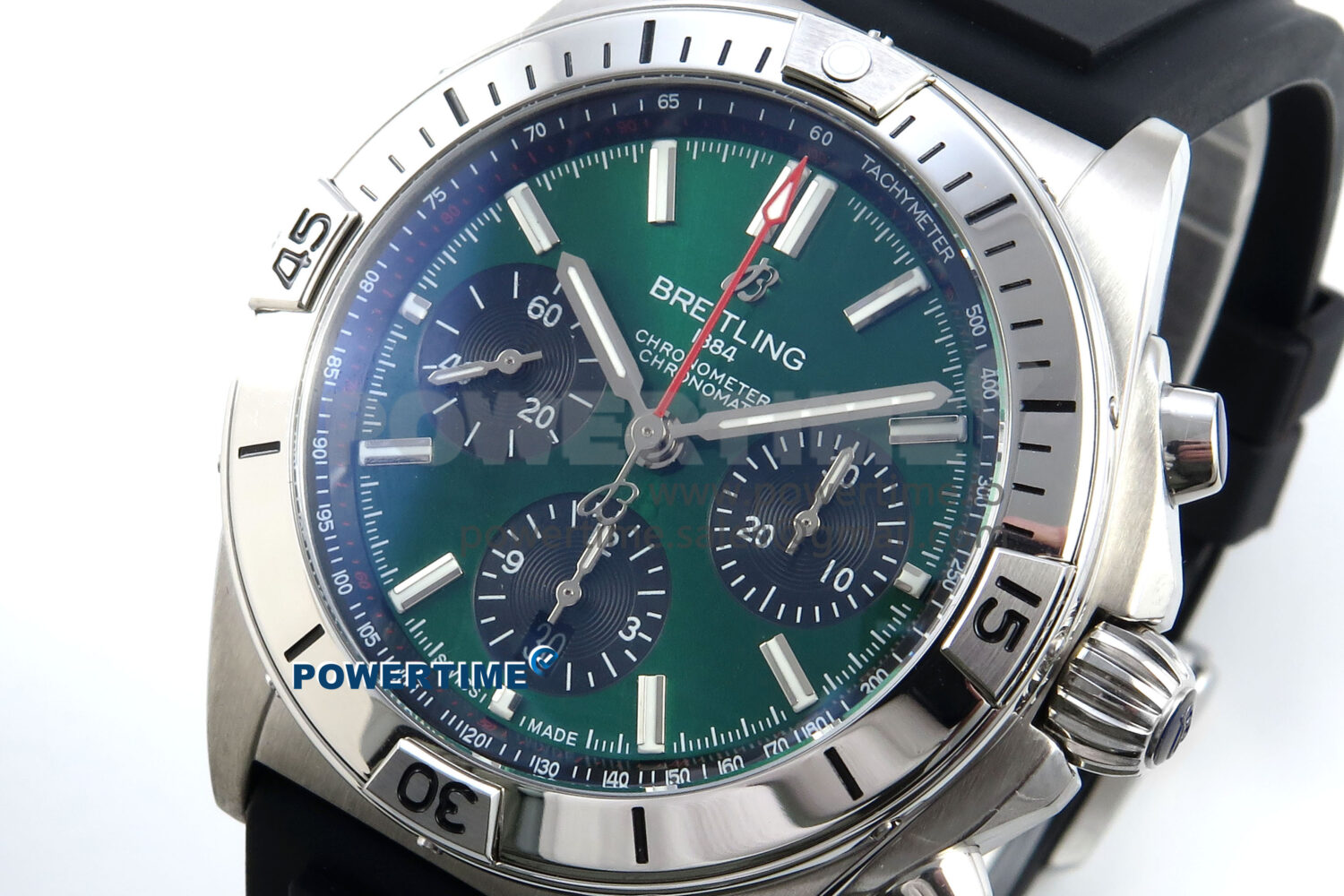 Chronomat B01 42mm SS TF 1:1 Best Edition Green/Black Dial on Black Rubber Strap A7750 V2 - Image 3