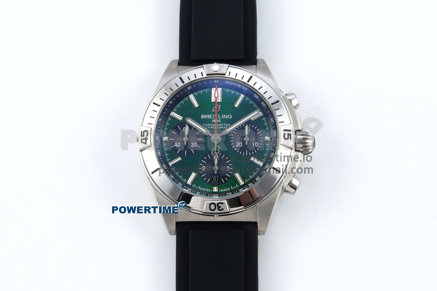 Chronomat B01 42mm SS TF 1:1 Best Edition Green/Black Dial on Black Rubber Strap A7750 V2 - Image 1