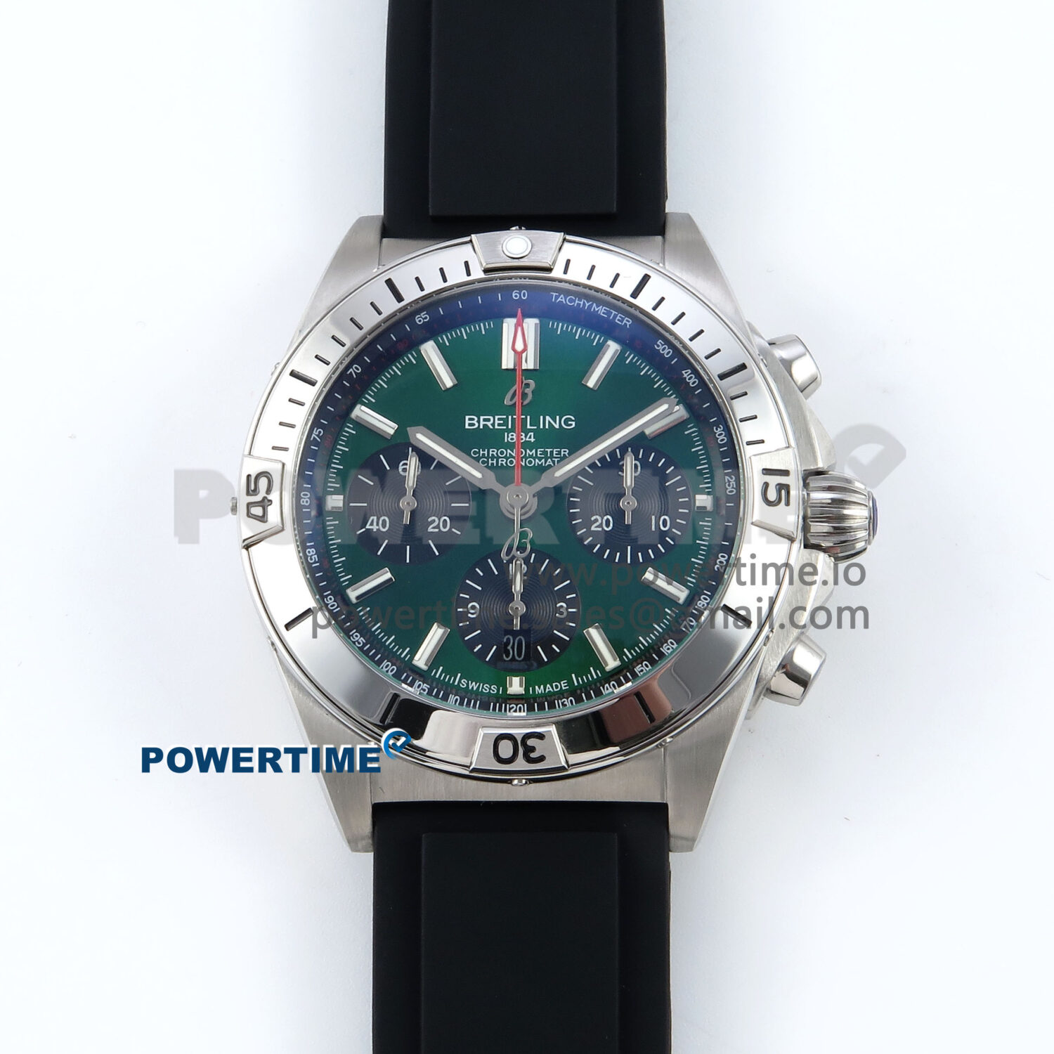 Chronomat B01 42mm SS TF 1:1 Best Edition Green/Black Dial on Black Rubber Strap A7750 V2