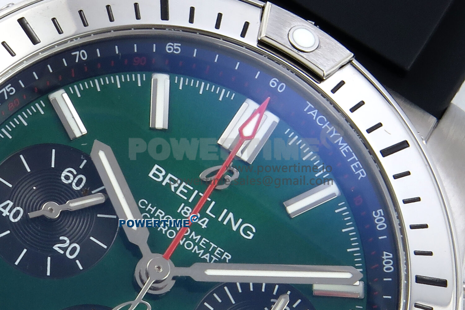 Chronomat B01 42mm SS TF 1:1 Best Edition Green/Black Dial on Black Rubber Strap A7750 V2 - Image 4