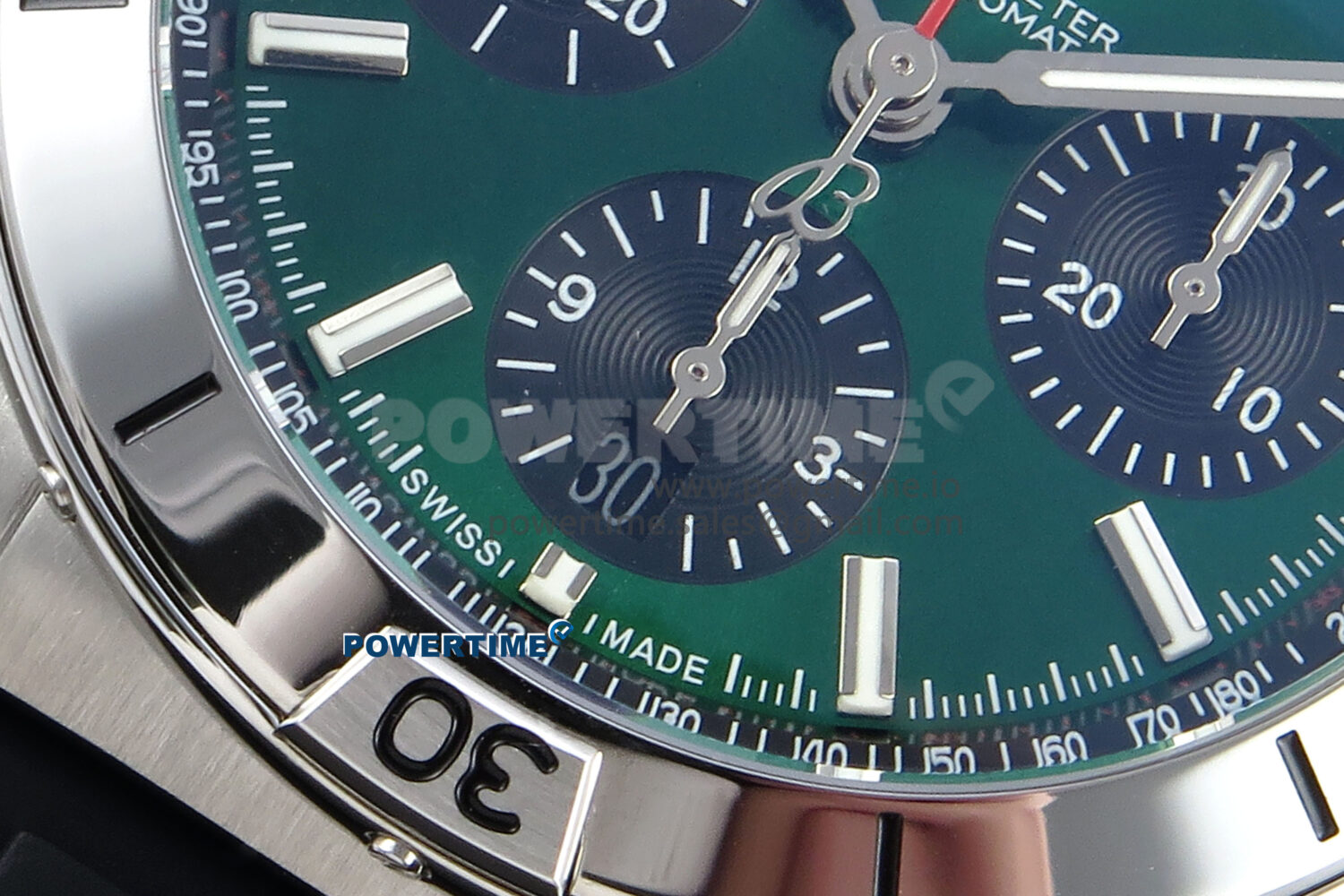 Chronomat B01 42mm SS TF 1:1 Best Edition Green/Black Dial on Black Rubber Strap A7750 V2 - Image 5