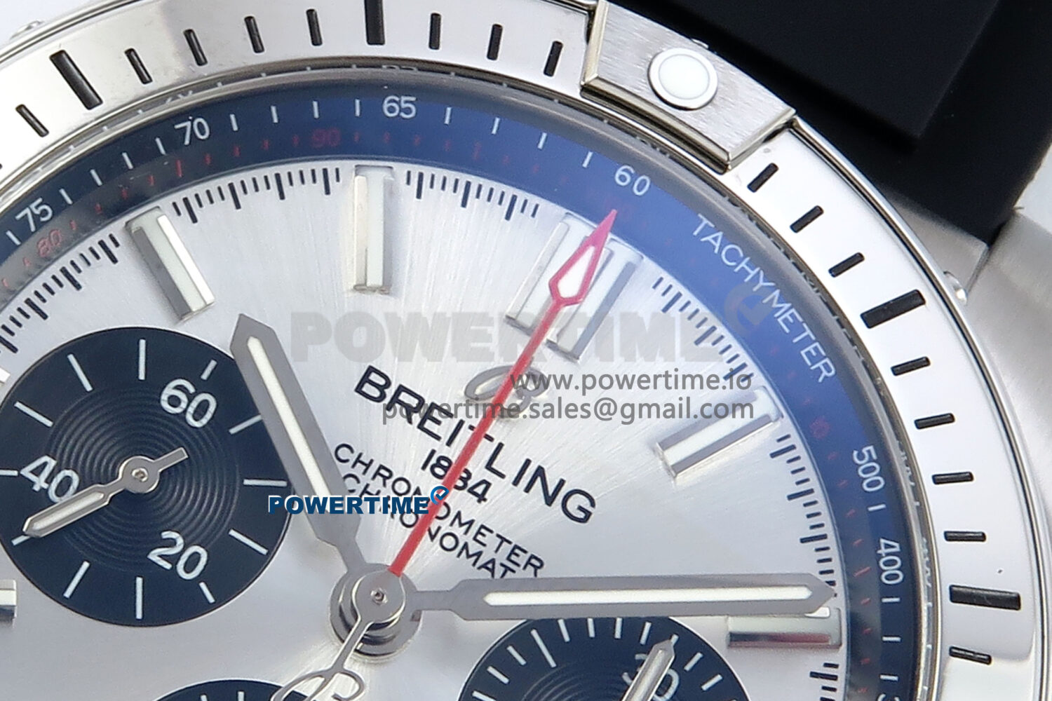 Chronomat B01 42mm SS TF 1:1 Best Edition Silver/Black Dial on Black Rubber Strap A7750 V2 - Image 4