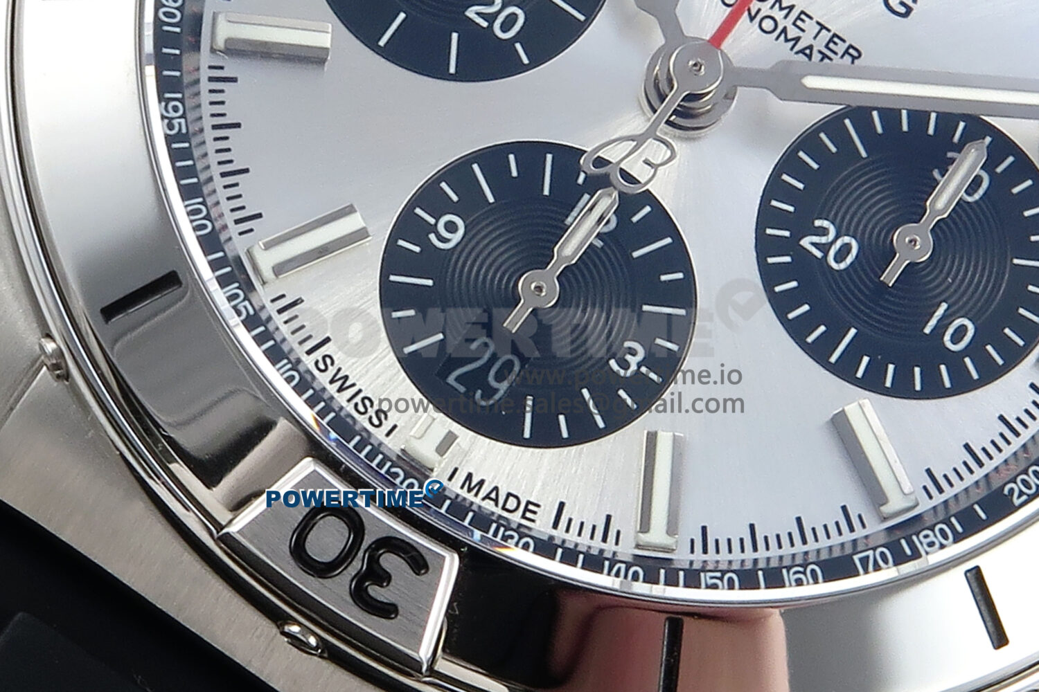 Chronomat B01 42mm SS TF 1:1 Best Edition Silver/Black Dial on Black Rubber Strap A7750 V2 - Image 5