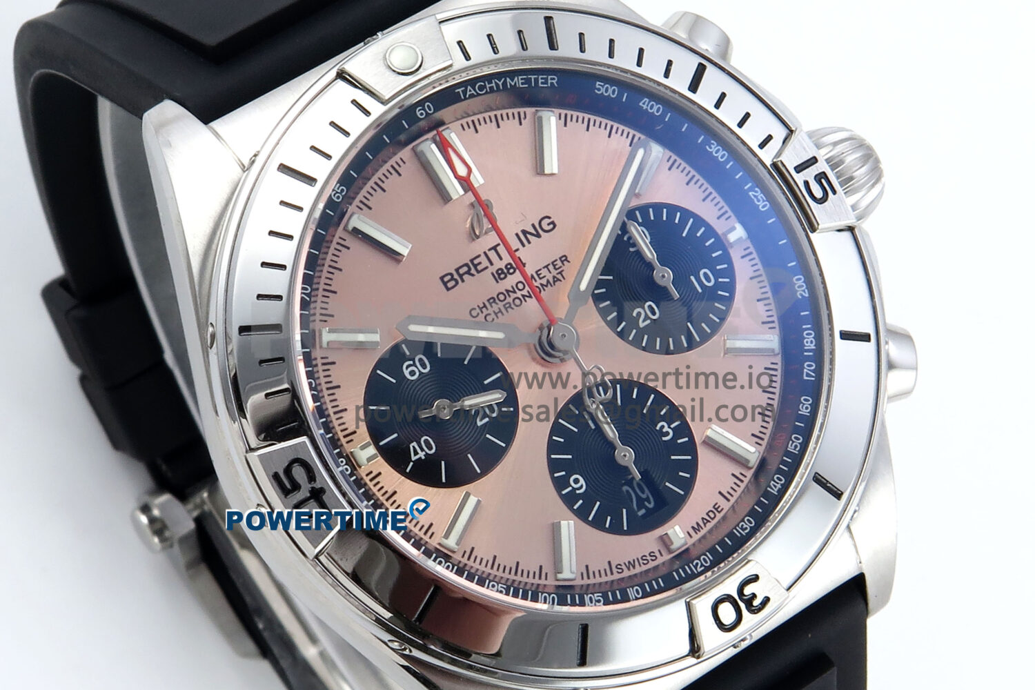 Chronomat B01 42mm SS TF 1:1 Best Edition RG/Black Dial on Black Rubber Strap A7750 V2 - Image 2